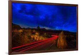 Nighttime Desert Road Trip-Steve Gadomski-Framed Photographic Print