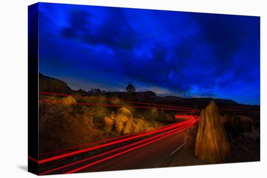 Nighttime Desert Road Trip-Steve Gadomski-Stretched Canvas