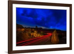 Nighttime Desert Road Trip-Steve Gadomski-Framed Photographic Print