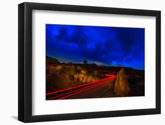 Nighttime Desert Road Trip-Steve Gadomski-Framed Photographic Print