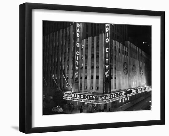 Nighttime Exterior of Radio City Music Hall-Bernard Hoffman-Framed Photographic Print