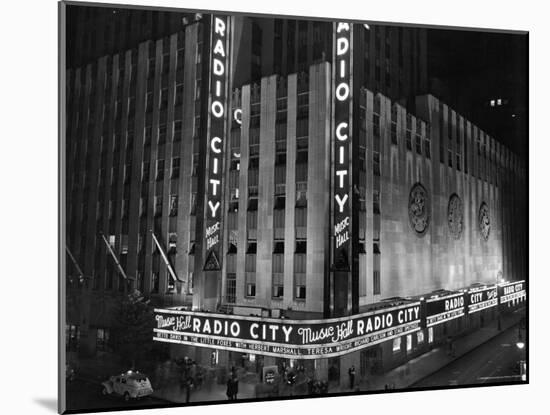 Nighttime Exterior of Radio City Music Hall-Bernard Hoffman-Mounted Photographic Print