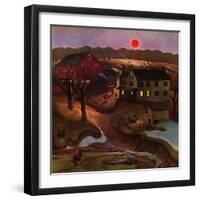 "Nighttime Farm Landscape," January 12, 1946-John Falter-Framed Giclee Print