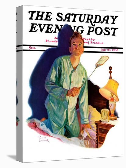"Nighttime Fly Fight," Saturday Evening Post Cover, July 23, 1938-Russell Sambrook-Stretched Canvas