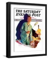 "Nighttime Fly Fight," Saturday Evening Post Cover, July 23, 1938-Russell Sambrook-Framed Giclee Print