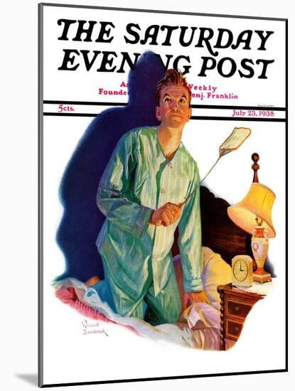 "Nighttime Fly Fight," Saturday Evening Post Cover, July 23, 1938-Russell Sambrook-Mounted Giclee Print