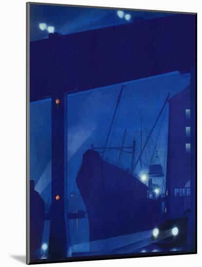 "Nighttime in Port," January 13, 1940-Ski Weld-Mounted Giclee Print