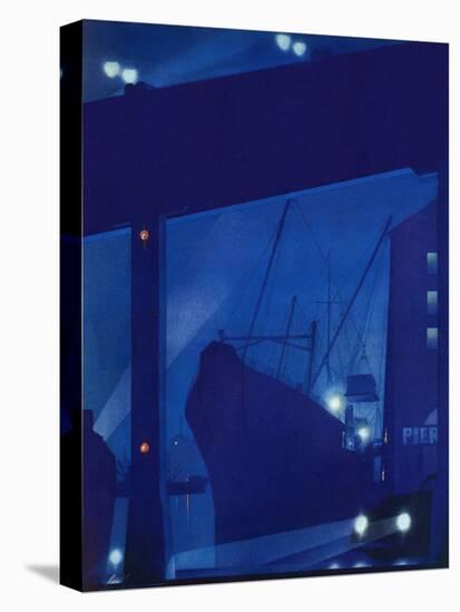 "Nighttime in Port," January 13, 1940-Ski Weld-Stretched Canvas