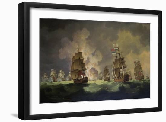 Nighttime Naval Battle Near St. Vincent (On January 16Th, 1780)-Thomas Luny-Framed Premium Giclee Print