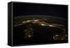 Nighttime Panorama Showing City Lights of Europe-null-Framed Stretched Canvas