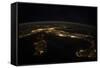 Nighttime Panorama Showing City Lights of Europe-null-Framed Stretched Canvas