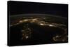 Nighttime Panorama Showing City Lights of Europe-null-Stretched Canvas