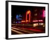 Nighttime Traffic on Ocean Drive, Art Deco Hotels, South Beach, Miami, Florida, USA-Nancy & Steve Ross-Framed Photographic Print