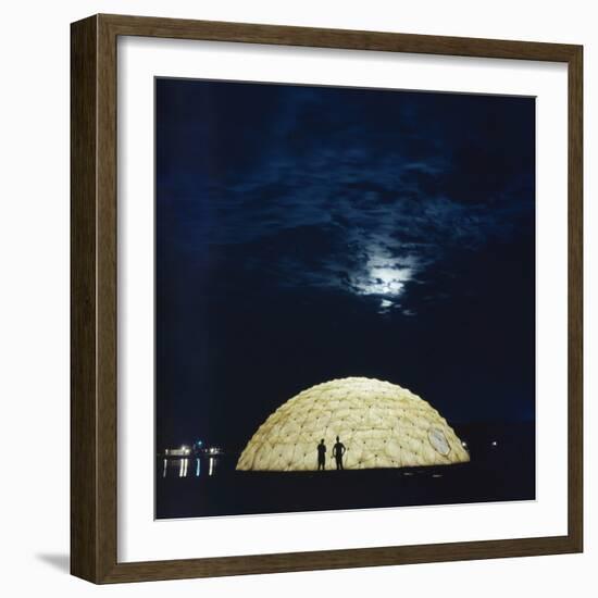 Nighttime View of Building by Architect Jeffrey Lindsay, in Newport Dunes Park, Newport, CA, 1958-Allan Grant-Framed Photographic Print