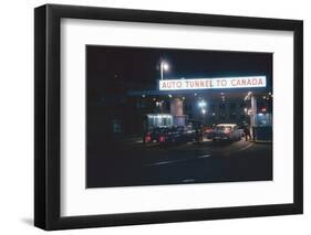 Nighttime View of the Cars at the Entrance to the Detroit-Windsor Tunnel, Detroit, Michigan, 1959-Fritz Goro-Framed Photographic Print
