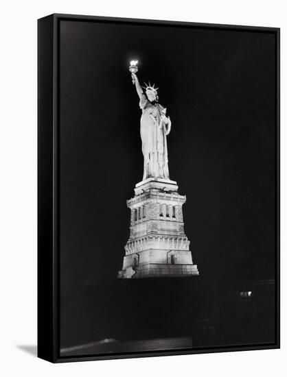 Nighttime View of the Statue of Liberty-null-Framed Stretched Canvas