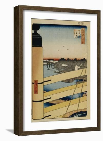 Nihonbashi and Edobashi Bridges (One Hundred Famous Views of Ed), 1856-1858-Utagawa Hiroshige-Framed Giclee Print