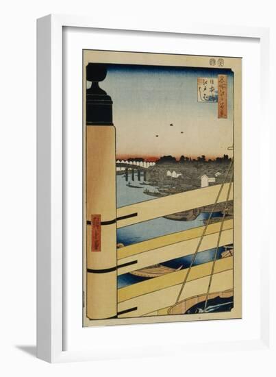 Nihonbashi and Edobashi Bridges (One Hundred Famous Views of Ed), 1856-1858-Utagawa Hiroshige-Framed Giclee Print