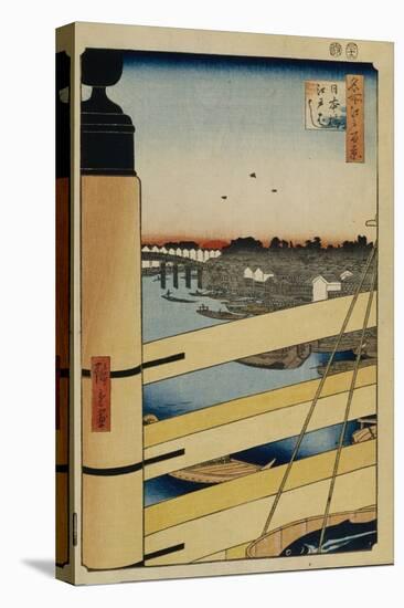 Nihonbashi and Edobashi Bridges (One Hundred Famous Views of Ed), 1856-1858-Utagawa Hiroshige-Stretched Canvas