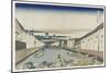 Nihonbashi Bridge in Edo, 1830-33 (Colour Woodblock Print)-Katsushika Hokusai-Mounted Giclee Print