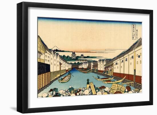 Nihonbashi Bridge in Edo, c.1830-Katsushika Hokusai-Framed Giclee Print