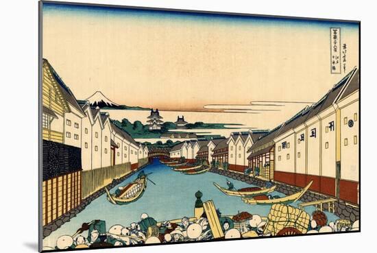 Nihonbashi Bridge in Edo, c.1830-Katsushika Hokusai-Mounted Giclee Print