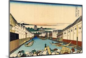 Nihonbashi Bridge in Edo, c.1830-Katsushika Hokusai-Mounted Giclee Print