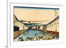 Nihonbashi Bridge in Edo, c.1830-Katsushika Hokusai-Framed Giclee Print