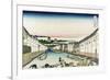 Nihonbashi Bridge in Edo-Katsushika Hokusai-Framed Art Print