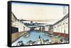 Nihonbashi Bridge in Edo-Katsushika Hokusai-Framed Stretched Canvas