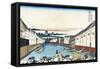 Nihonbashi Bridge in Edo-Katsushika Hokusai-Framed Stretched Canvas