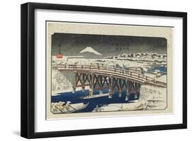 Nihonbashi Bridge in Snow, 1839-1842-Utagawa Hiroshige-Framed Giclee Print