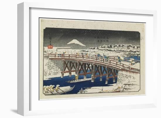 Nihonbashi Bridge in Snow, 1839-1842-Utagawa Hiroshige-Framed Giclee Print