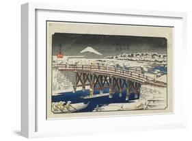 Nihonbashi Bridge in Snow, 1839-1842-Utagawa Hiroshige-Framed Giclee Print