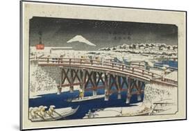 Nihonbashi Bridge in Snow, 1839-1842-Utagawa Hiroshige-Mounted Giclee Print