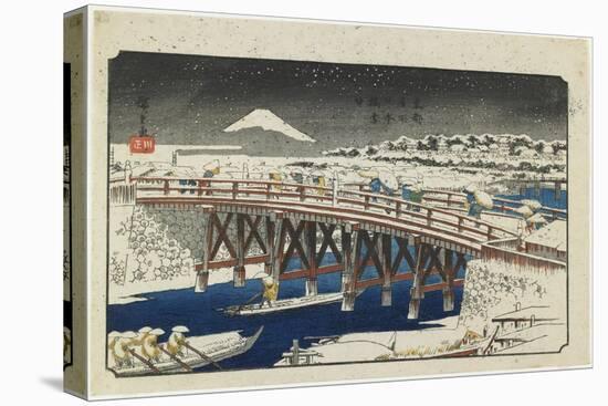 Nihonbashi Bridge in Snow, 1839-1842-Utagawa Hiroshige-Stretched Canvas