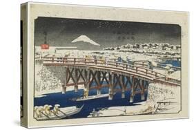 Nihonbashi Bridge in Snow, 1839-1842-Utagawa Hiroshige-Stretched Canvas