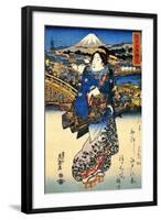 Nihonbashi in Edo, 1852-Keisai Eisen-Framed Giclee Print