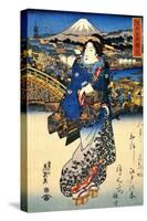 Nihonbashi in Edo, 1852-Keisai Eisen-Stretched Canvas
