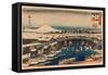 Nihonbashi Yukibare-Utagawa Hiroshige-Framed Stretched Canvas