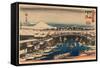 Nihonbashi Yukibare-Utagawa Hiroshige-Framed Stretched Canvas