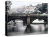 Nijubashi and the Inner Moat of Imperial Palace in Snow, Tokyo, Japan-null-Stretched Canvas
