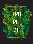 Exotic Palm Leaves with Slogan and White Thin Frame. Tropical Hawaii Background Perfect for T-Shirt-Nikelser-Framed Stretched Canvas