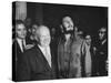 Nikita Khrushchev and Fidel Castro Attending United Nations Sessions-null-Stretched Canvas