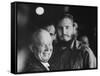 Nikita Khrushchev and Fidel Castro During their Meeting at the United Nations Assembly Session-null-Framed Stretched Canvas