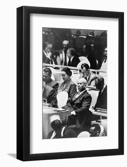 Nikita Khrushchev at a meeting of the United Nations General Assembly in New York, 1960-Warren K. Leffler-Framed Photographic Print