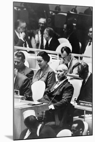 Nikita Khrushchev at a meeting of the United Nations General Assembly in New York, 1960-Warren K. Leffler-Mounted Photographic Print