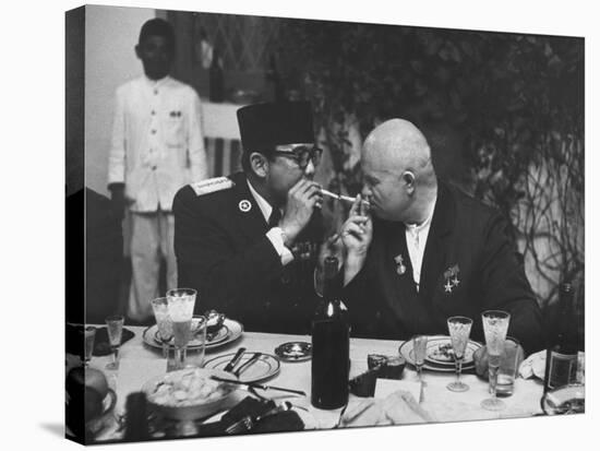 Nikita Khrushchev with Pres. Sukarno-John Dominis-Stretched Canvas