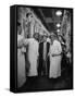 Nikita S. Khrushchev on Tour of Meat Packing Plant-Carl Mydans-Framed Stretched Canvas