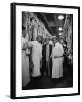 Nikita S. Khrushchev on Tour of Meat Packing Plant-Carl Mydans-Framed Photographic Print